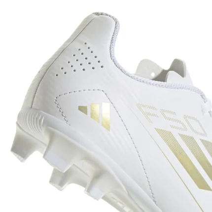 Adidas F50 Club FxG Day Spark - Footwear White/Gold Metallic/Footwear White Kids - Image 5