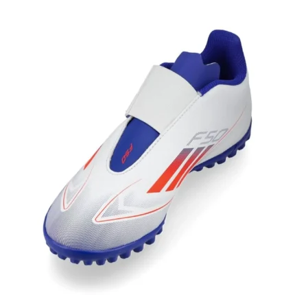 Adidas F50 Club Velcro TF Advancement - Footwear White/Solar Red/Lucid Blue Kids - Image 7