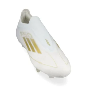 Adidas F50 Elite Laceless FG Day Spark - Footwear White/Gold Metallic/Footwear White - Image 5