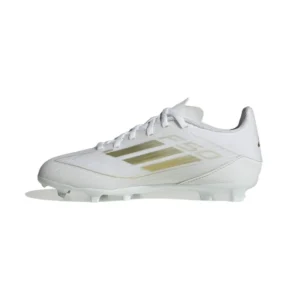 Adidas F50 League FG/AG Day Spark - Footwear White/Gold Metallic/Footwear White Kids - Image 2