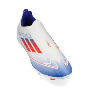 Adidas F50 League Laceless FG/AG Advancement - Footwear White/Solar Red/Lucid Blue Kids - Image 5