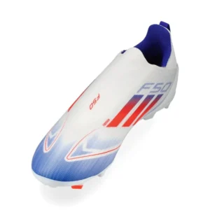 Adidas F50 League Laceless FG/AG Advancement - Footwear White/Solar Red/Lucid Blue Kids - Image 7