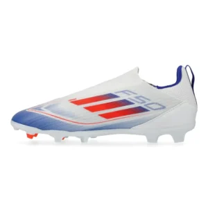 Adidas F50 League Laceless FG/AG Advancement - Footwear White/Solar Red/Lucid Blue Kids - Image 3