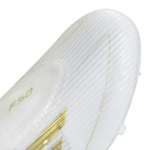 Adidas F50 League Laceless FG/AG Day Spark - Footwear White/Gold Metallic/Footwear White - Image 6
