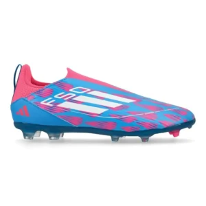 Adidas F50 League Laceless FG/AG Reemergence - Solar Blue/Footwear White/Solar Pink Kids - Image 1