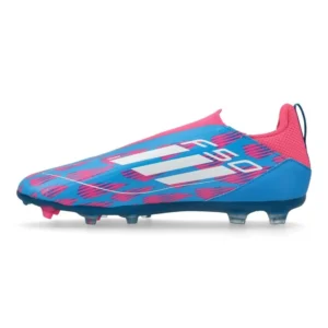 Adidas F50 League Laceless FG/AG Reemergence - Solar Blue/Footwear White/Solar Pink Kids - Image 3