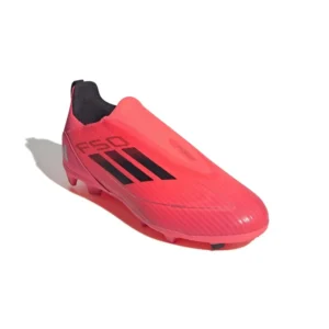 Adidas F50 League Laceless FG/AG Vivid Horizon - Turbo/Aurora Black/Platin Metallic Kids - Image 4