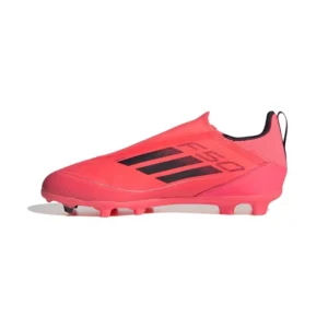 Adidas F50 League Laceless FG/AG Vivid Horizon - Turbo/Aurora Black/Platin Metallic Kids - Image 3