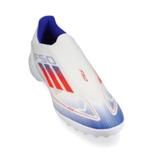 Adidas F50 League Laceless TF Advancement - Footwear White/Solar Red/Lucid Blue - Image 5
