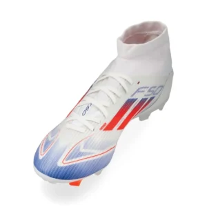 Adidas F50 League Mid FG/AG Advancement - Footwear White/Solar Red/Lucid Blue - Image 7