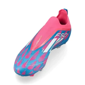 Adidas F50 Pro Laceless FG Reemergence - Solar Blue/Footwear White/Solar Pink Kids - Image 7