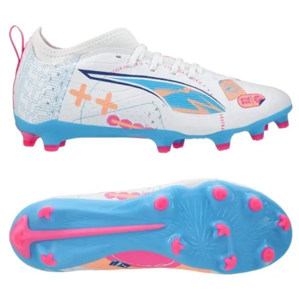 Puma Ultra 5 Match FG/AG Volume Up - White/Luminous Blue/Poison Pink/Fizzy Melon Kids - Image 6