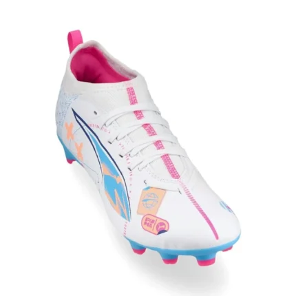 Puma Ultra 5 Match FG/AG Volume Up - White/Luminous Blue/Poison Pink/Fizzy Melon Kids - Image 7