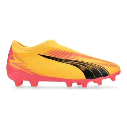 Puma Ultra Match + Laceless FG/AG Forever Faster - Sun Stream/Puma Black/Sunset Glow Kids - Image 1
