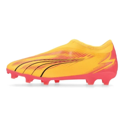 Puma Ultra Match + Laceless FG/AG Forever Faster - Sun Stream/Puma Black/Sunset Glow Kids - Image 3