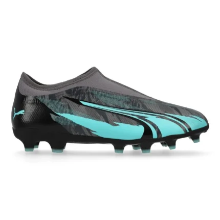 Puma Ultra Match + Laceless FG/AG Rush - Strong Gray/Puma White/Elektro Aqua Kids Limited Edition - Image 1