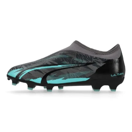 Puma Ultra Match + Laceless FG/AG Rush - Strong Gray/Puma White/Elektro Aqua Kids Limited Edition - Image 3