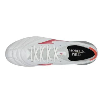 Mizuno Morelia Neo 4 Beta Elite FG/AG Charge - White/Radiant Red - Image 4
