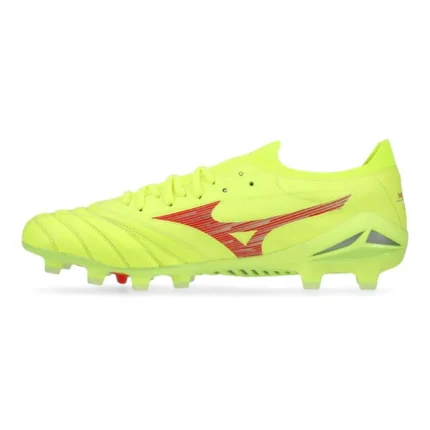 Mizuno Morelia Neo 4 Beta Elite FG/AG Dyna - Safety Yellow/Fiery Coral - Image 3