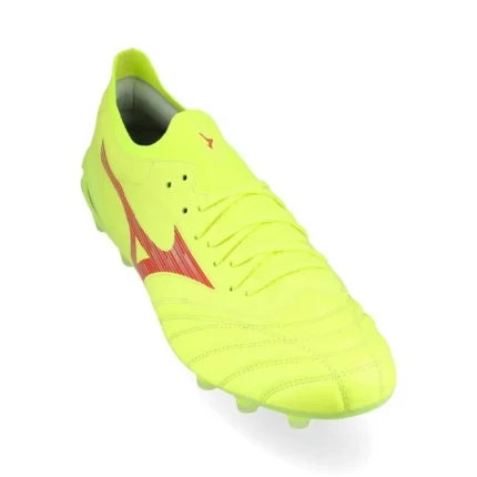 Mizuno Morelia Neo 4 Beta Elite FG/AG Dyna - Safety Yellow/Fiery Coral - Image 5