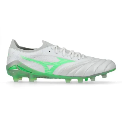 Mizuno Morelia Neo 4 Beta Elite FG/AG Frontier - White/Neon Green/Cool Gray - Image 1