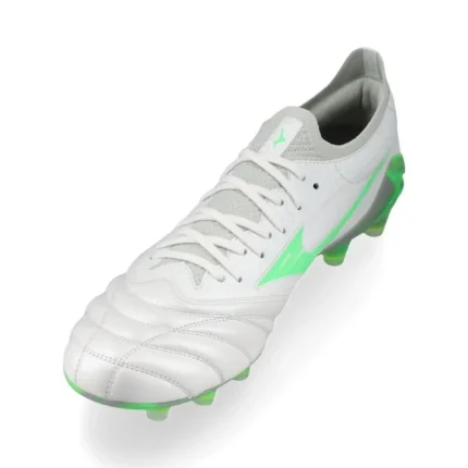 Mizuno Morelia Neo 4 Beta Elite FG/AG Frontier - White/Neon Green/Cool Gray - Image 7
