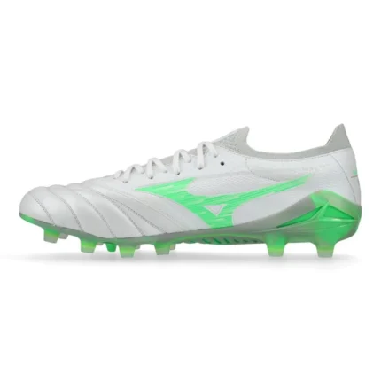 Mizuno Morelia Neo 4 Beta Elite FG/AG Frontier - White/Neon Green/Cool Gray - Image 3