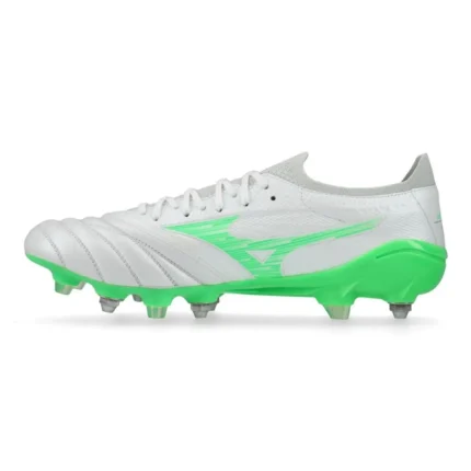 Mizuno Morelia Neo 4 Beta Elite SG Frontier - White/Neon Green/Cool Gray - Image 3