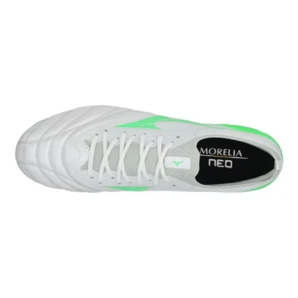 Mizuno Morelia Neo 4 Beta Elite SG Frontier - White/Neon Green/Cool Gray - Image 4