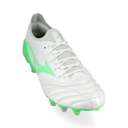 Mizuno Morelia Neo 4 Beta Elite SG Frontier - White/Neon Green/Cool Gray - Image 5