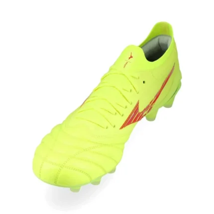 Mizuno Morelia Neo 4 Beta Made In Japan FG/AG Dyna - Safety Yellow/Fiery Coral - Image 7