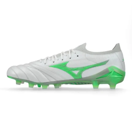 Mizuno Morelia Neo 4 Beta Made In Japan FG/AG Frontier - White/Neon Green/Cool Gray - Image 3