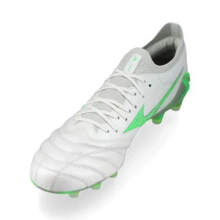Mizuno Morelia Neo 4 Beta Made In Japan FG/AG Frontier - White/Neon Green/Cool Gray - Image 7