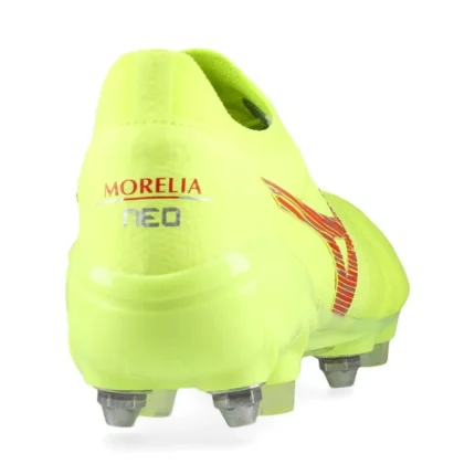 Mizuno Morelia Neo 4 Beta Made In Japan SG Dyna - Safety Yellow/Fiery Coral - Image 6