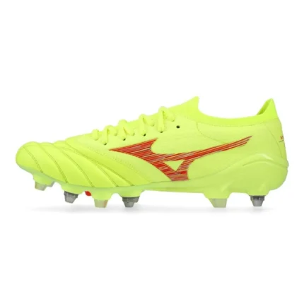Mizuno Morelia Neo 4 Beta Made In Japan SG Dyna - Safety Yellow/Fiery Coral - Image 3