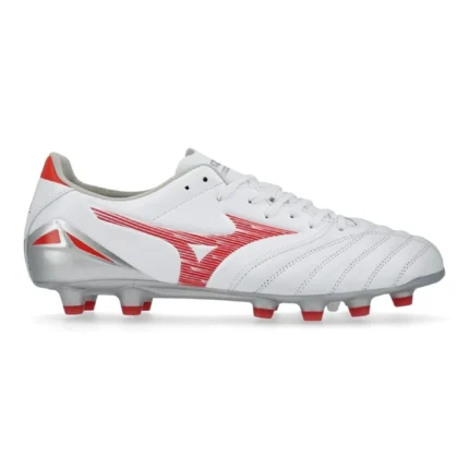 Mizuno Morelia Neo 4 Pro FG/AG Charge - White/Radiant Red - Image 1