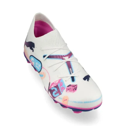Puma Future 7 Match FG/AG Volume Up - White/Luminous Blue/Poison Pink/Fizzy Melon Kids - Image 5
