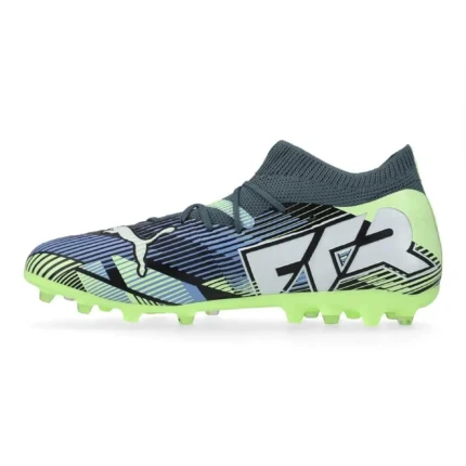 Puma Future 7 Match MG Lights Out - Gray Skies/Puma White/Fizzy Apple Kids - Image 3